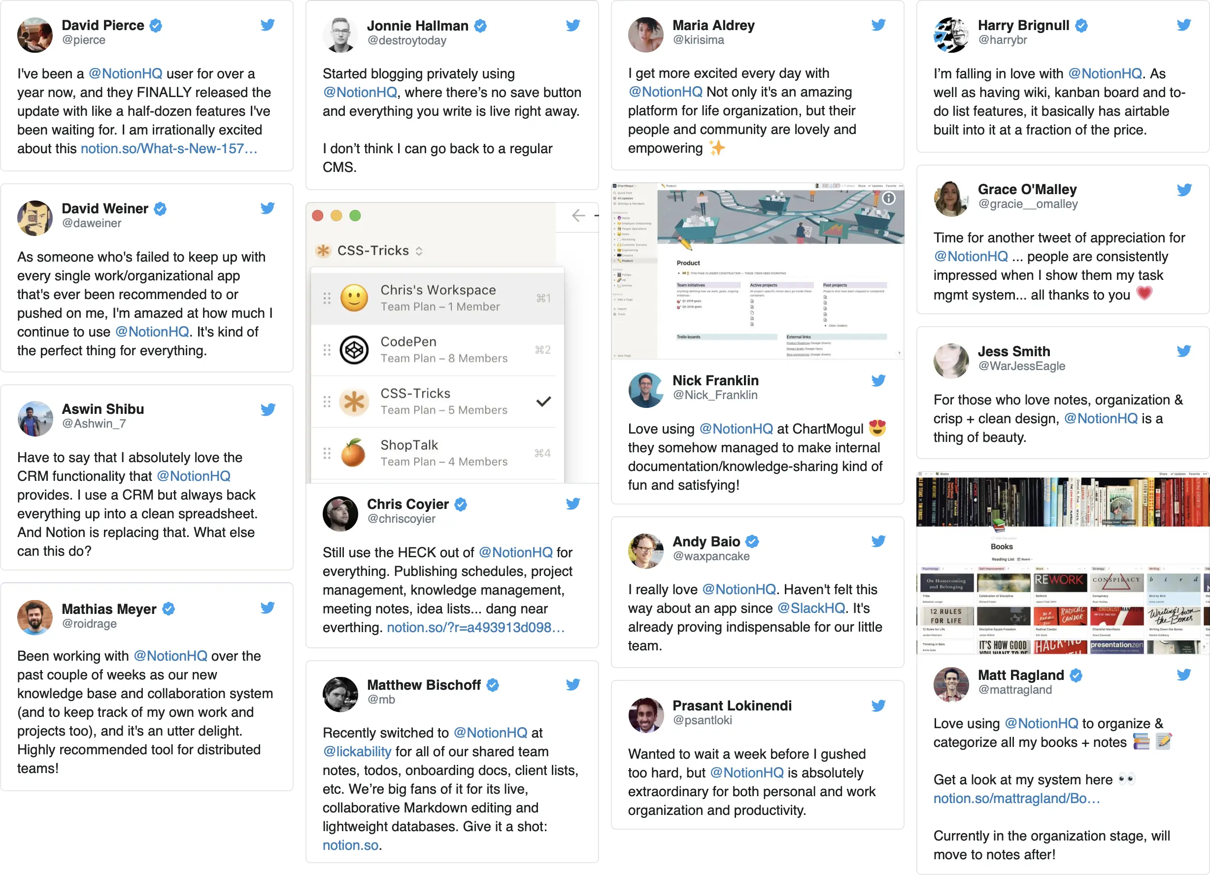 A collection of Tweets from users who like using Notion