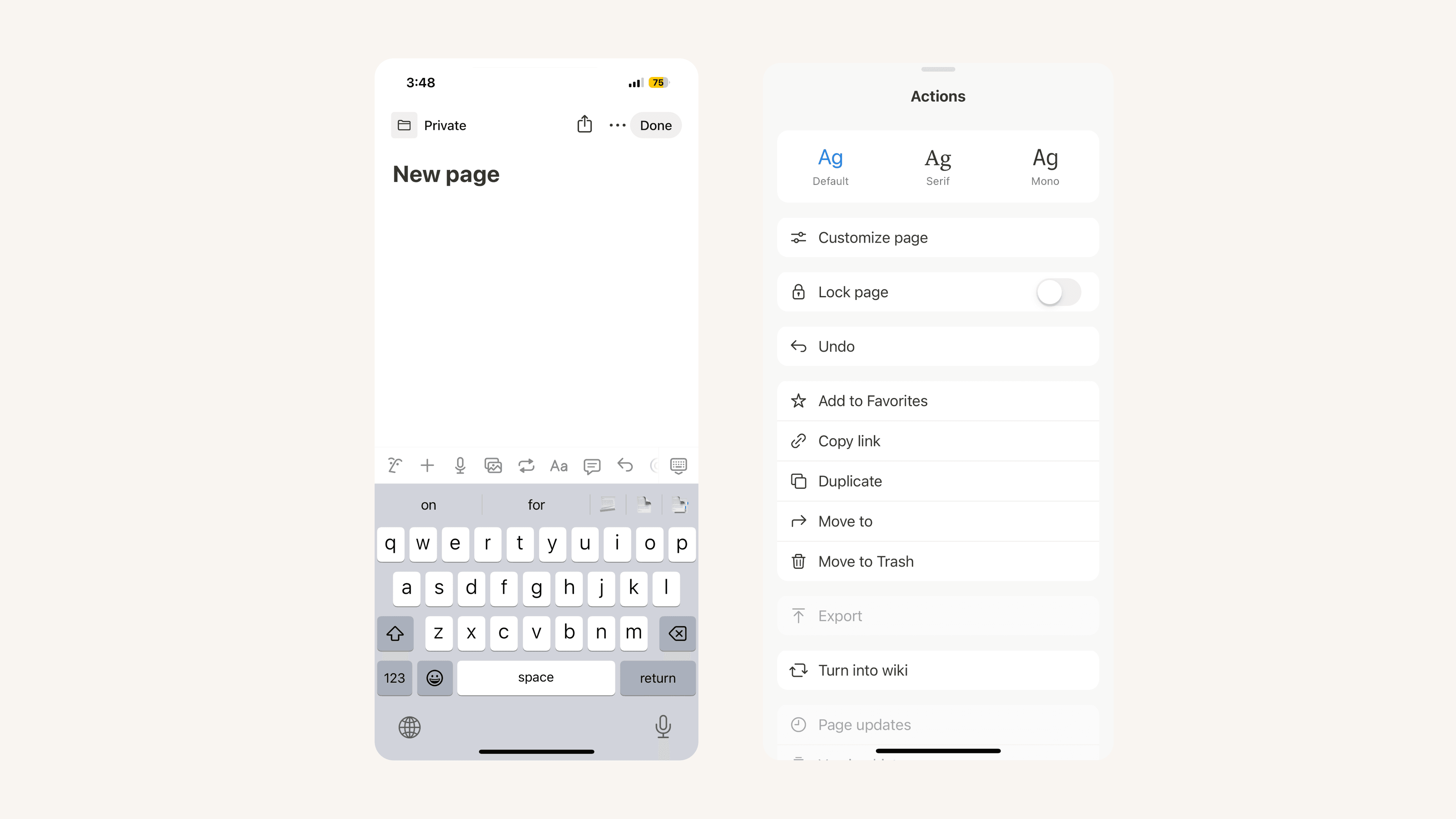 Mobile ••• menu