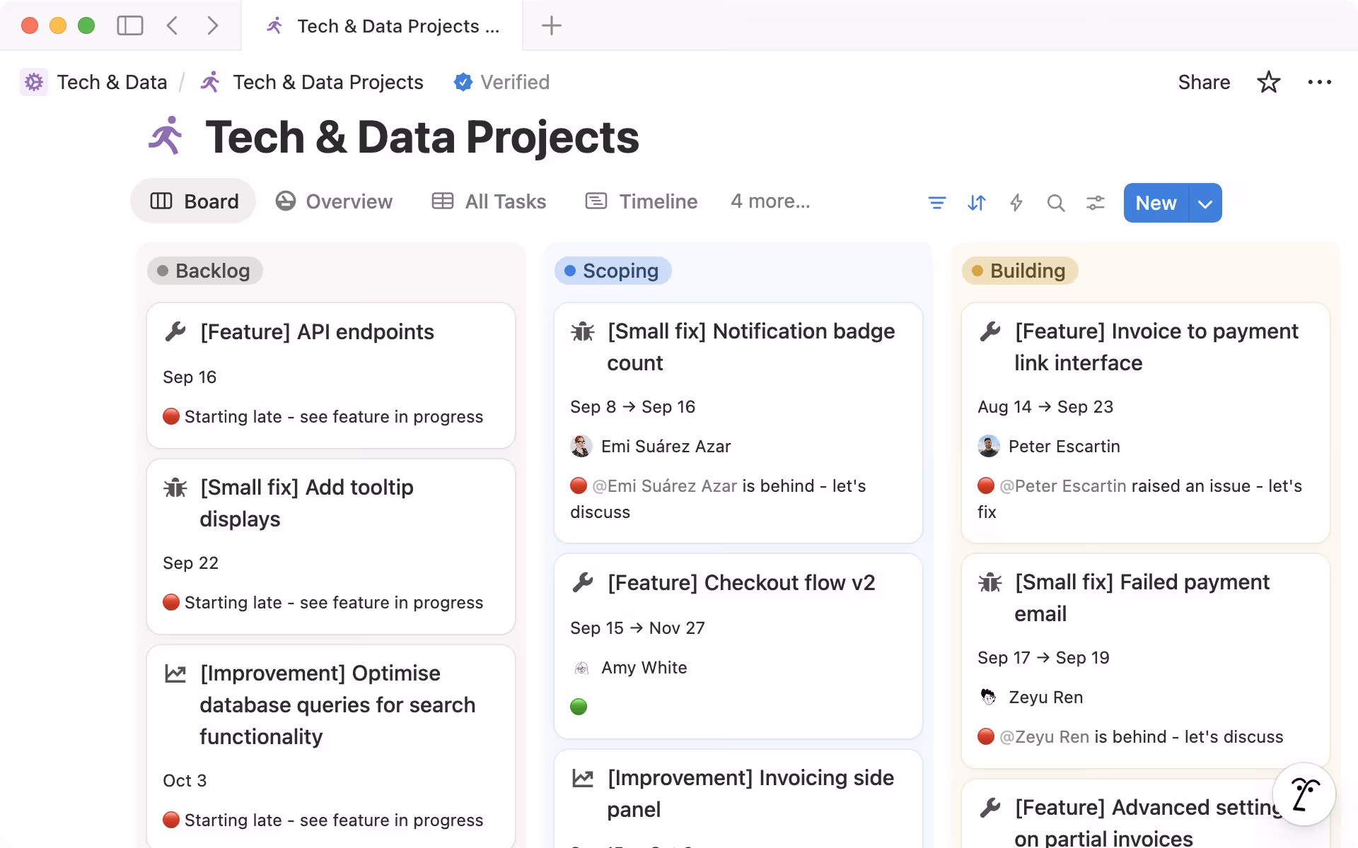 Qonto creates working Kanbans similar to this one in Notion databases, keeping teams organized and work transparent.